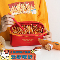 Miscellaneous Ah original high calorie food pencil bag personality funny Puppi large capacity creative chicken fries stationery bag