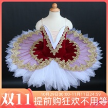 Childrens wine red ballet TUTU skirt sleeping beauty female child performance costume little swan stage performance costume competition disc skirt