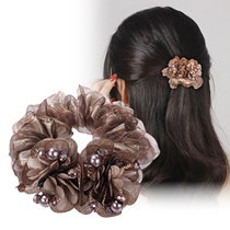 Head flower 2021 new high-end exquisite jewelry adult temperament mother style leather band female tie head fashion thick hair ring