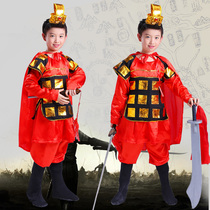 Middle China Wind Children cast to serve male and female armor ancient soldiers General Yue Fei Warrior Flowers Mulan Poetry Performance