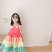 Baby Girl Baby Rainbow Dress 2022 Summer Girl Foreign Air Princess Pendant With Skirt Little Girl Beach dress