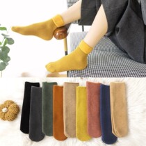 Middle Cylinder Snowy Socks Lady Light Leg God Instrumental Fall Winter Money Warm Theorizer Plus Suede Thickened Black Meat Pure Color Heaps Stocking Socks
