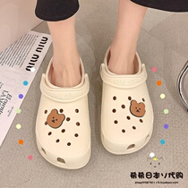 Japanese GP hole shoes sandals womens non-slip new lazy beach Baotou half cool slippers womens summer outerwear