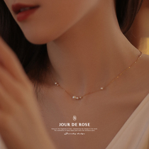 Full Star Advanced Design Sensation Natural Extremely Light Pearl 18K Gold Diamond Lock Bone Neckline Female Light Extravagant