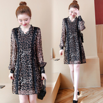 2020 Spring New Korean fashion temperament fat sister size womens loose casual BAO WEN chiffon dress