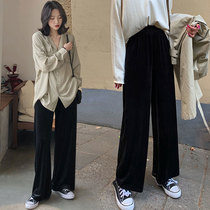 Big Code Gold Velvet Broadlegged Pants Woman Autumn Winter 2021 New Fat Younger Sister Easy To Slim Casual Straight Drum Pants Long Pants