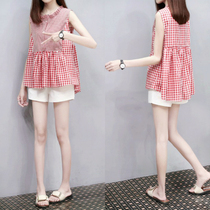 Pregnant Women summer suit small fragrant style fashion tide Hot Mom personality foreign style out net red tremble sound two-piece summer dress