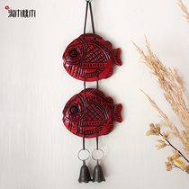 Wall decoration Chinese style aisle door decoration small pendant Solid wood fish retro entrance restaurant wall wall hanging