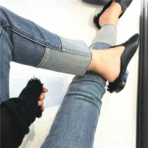 Pregnant womens trousers spring and autumn straight wide-leg jeans nine-point trousers cigarette trousers spring clothes new small ones