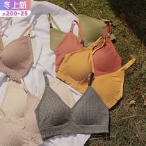 The personal diary light retro girl fungus side belt chest pad anti-gusset cotton bra vest underwear women