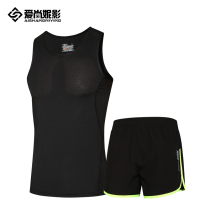 Mens summer track and field training clothing fitness basketball vest running sports suit tights morning running night running speed dry clothes