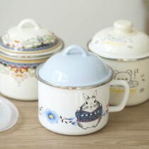 Vintage thickened 14 16cm covered tang ci bei Cup pao mian wan fresh Bowl Cup children milk lunch box