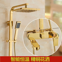  European-style shower set All copper household bathroom shower bathroom intelligent constant temperature flower wine nozzle gold