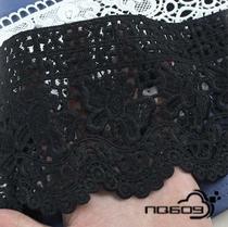 Thickened 12cm wide accessories decorative black lace skirt dress lace hem fabric elastic cotton embroidery