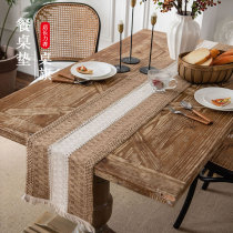 ins Nordic cotton linen table Flag retro bicolor weaving flow Su linen American Country Festive Meals Decoration Table Mat Tide