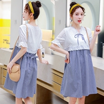 Maternity dress summer nursing dress 2021 fashion loose large size feeding clothes out of summer skirt tide mom