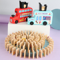 Dominoes automatic delivery car for boys and girls Electric small train licensed literacy building blocks Childrens educational toys