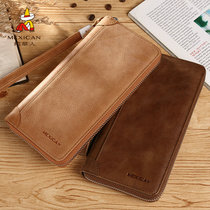 Scarecrow handbag mens new leather clutch first layer cowhide fashion retro trendy handbag thin mobile phone bag