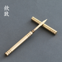 Drinking copper pure handmade tea needle Puer black tea knife kung fu tea set tea ceremony spare parts tea cone pry Tea Ware