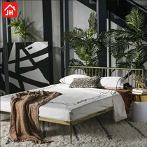 Modern Nordic minimalist industrial wind bed double single bed adult small family type iron bed 1 8 m iron art bed European style