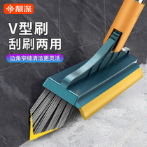 Bathroom floor brush long handle floor brush bathroom wiper crevice brush cleaning artifact wall scrubbing hard bristle brush