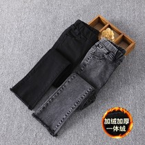 Girls jeans 2021 new autumn and winter childrens foreign-style childrens pants wearing childrens winter clothes plus velvet padded pants