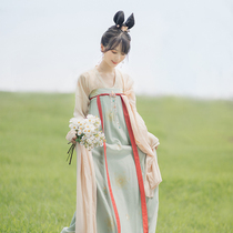 Pool Summer Painting in Sendai: Long Song Uncentral Tang System Short-shirt Chest Breaking Dress Bicolor Original Improved Hanfu Womens Summer