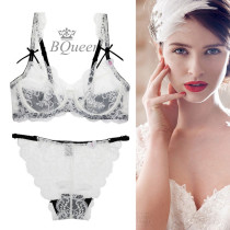 Transparent Bra Full-Through Underwear Woman Thin big breasted with a small lace perspective ultra-thin to gather sexy bra disturbance