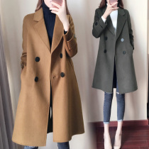 Wool coat womens long fashion coat 2019 autumn and winter new Korean version of the small fragrance Hepburn thickened Nizi