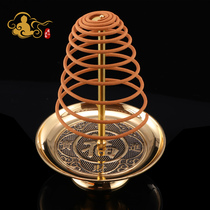 Tower incense tray Pure copper thickened plate incense holder retractable household 12 hours 24 hours pot incense holder for Buddha sandalwood rack