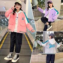 Girls coat Spring and Autumn 2022 new childhood spring - clothes in red gas tops for childhood spring - clothes