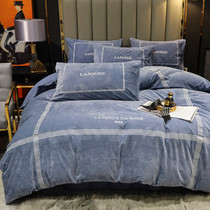 European-style simple plus velvet milk velvet four-piece coral velvet bedding double-sided flannel bed sheet duvet cover winter