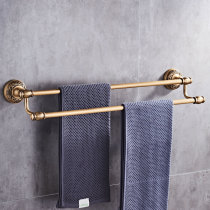 European-style antique space aluminum double-pole towel rack Bathroom hardware pendant retro brushed carved towel bar 50 60