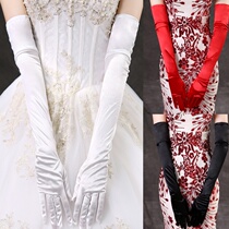 Bride Wedding Sleeve Long Gloves Wedding Wedding Gloves Winter Dress Satin Super Long Elbow Solid Color