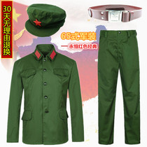 65-style military uniform Old-fashioned nostalgic old military uniform 65-style soldiers are indeed good polyester card cadres wear collar badges hats badges belts