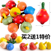 Early education toys wooden colored fruit gyro small top traditional nostalgic educational toys wooden toys