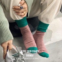 Xixi Women Europe Station 2020 early winter New College foot mouth color color Japanese solid color socks women 39751