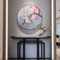 Hand-painted Oil Painting New Chinese Xuan Guan Decoration Painting Corridor Aisle Round Mural Flowers Bird Rich handmade orchid hanging painting
