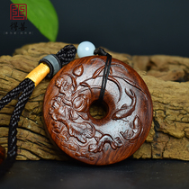 Small leaf red sandalwood blossom rich safe buckle hanging ornaments handlebars car hanging wood carving ornaments crafts waist plate