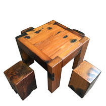 Old boat wooden household small-sized coffee table solid wood dining table and chair combination outdoor tea ceremony table retro kung fu coffee table