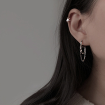 Texture Flow Suear Buckle 925 Pure Silver Mini Crown Styling Earbone Earrings Delicate Short Earrings South Korea Woman