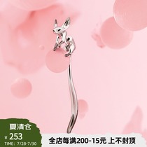 HeyJewel niche original design two-color silver gold-plated fox long earrings super fairy high sense wild earrings