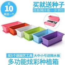 Plastic flowerpot rectangular seed pot extra-large vegetable planting flowerpot balcony vegetable pot long flower box