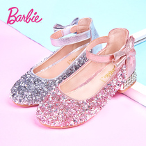 Barbie childrens shoes Childrens high heels Womens shoes Girls princess shoes flash new catwalk shoes little girl crystal shoes autumn