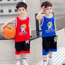 Childrens basketball suit suit Summer mens and womens sports jersey two-piece set of childrens cotton vest shorts ball suit