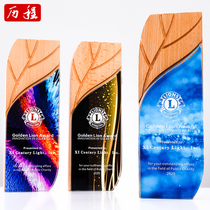 Creative lettering solid wood crystal trophy custom-made award honor authorization card souvenir company excellent staff