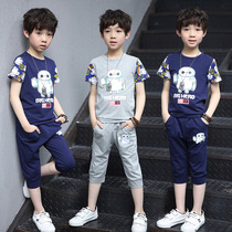 Male Baby Boy Summer Clothing Foreign Air Suit Children Fashion Summer Han Edition Clothes Boy 3 years Two sets of childrens clothing 4