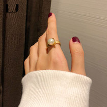 little joys925 silver gilded natural freshwater pearl opening ring cold wind niche design