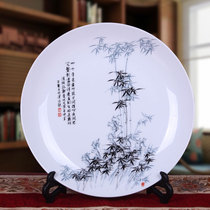 Jingdezhen ceramic hanging plate sitting room modern European TV background wall decoration ornaments blue and white porcelain jewelry