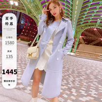 MissLuxuryB Home Classic 2021 Fall New Genuine Leather Windjersey Woman Sheep Leather slim and medium long jacket